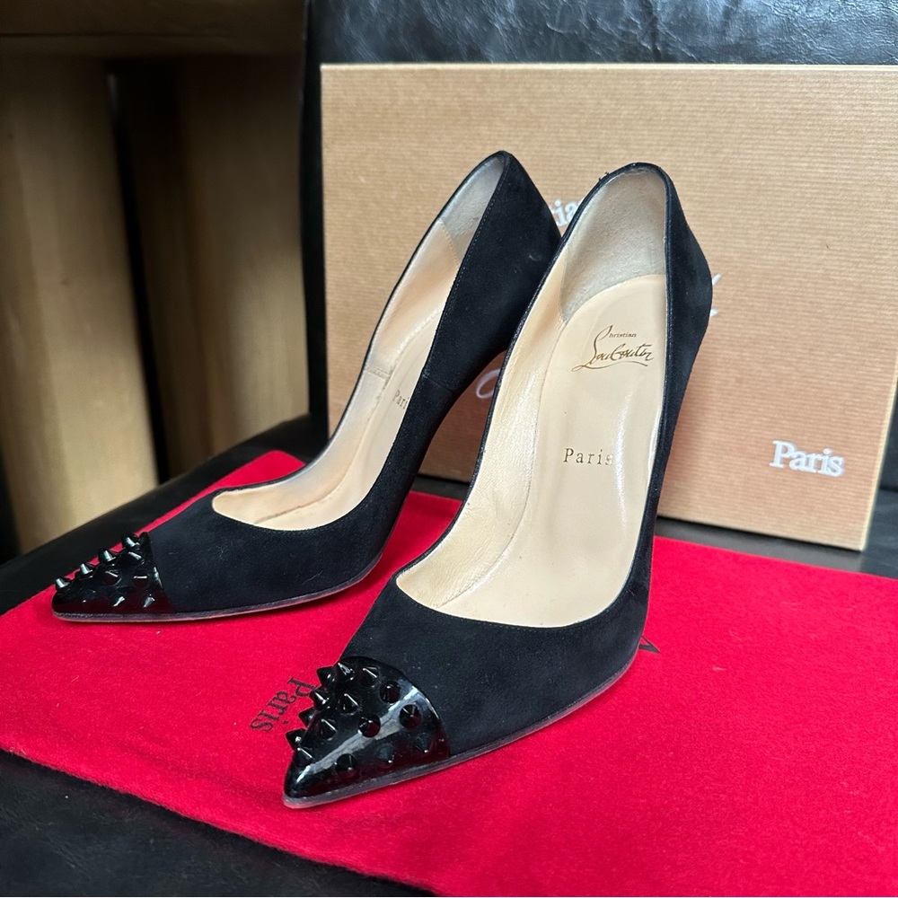 Christian Louboutin black suede high heels
